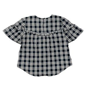 Madewell Ruffle-Yoke Top in Metallic Plaid